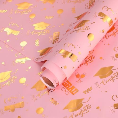 AmazingSpark 2025 Graduation Gift Wrap Paper Roll Pink