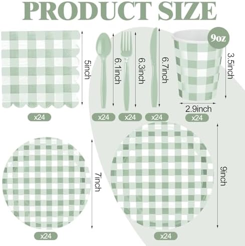 Newtay 168 Pcs Gingham Partyware Set for 24 Guests
