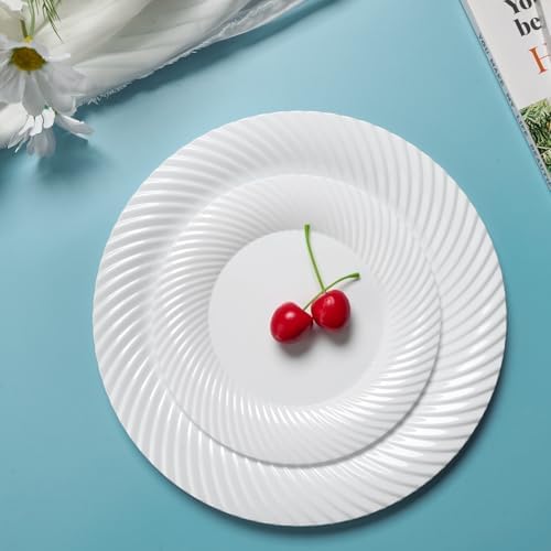FOCUSLINE 7 Inch White Plastic Plates 100 Count