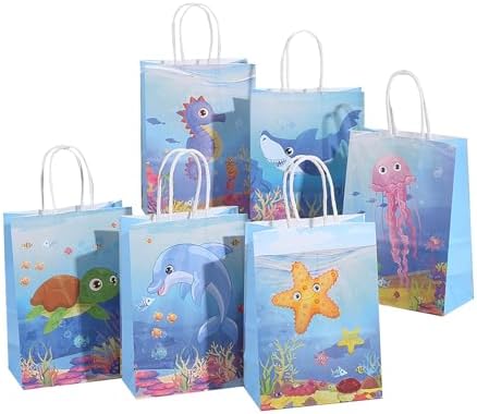 Blue Sea Animal 24pc Gift Bags with Handles