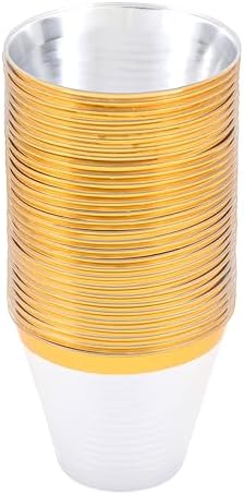 Premium Gold Rim Clear Plastic Cups 9 Oz 30 Pcs Set