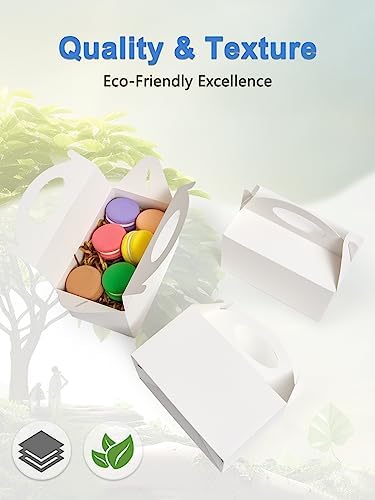 25 Pcs Small Party Treat Boxes White 6 Inch Gable
