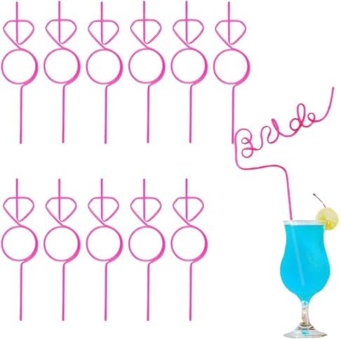 12Pcs Reusable Diamond Shape Straw Set Wedding Decor