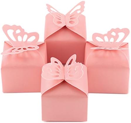 Kslong 50pcs Pink Butterfly Favor Boxes