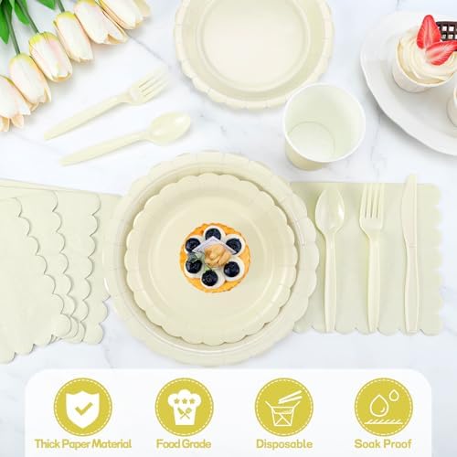 175 Pcs Ivory Plates and Napkins Set