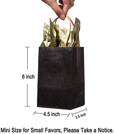 AWELL Mini Black Paper Bag With Handle - Pack of 24