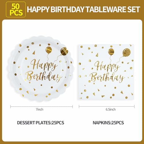 50PCS Happy Birthday Party Plates and Napkins Set