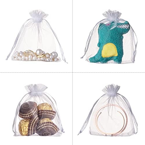 100PCS White Organza Bags 3x4 Inches Drawstring Gift Pouch