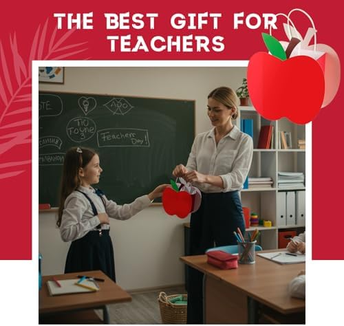 Kolldenn 24 Pack Red Apple Gift Bags with Handle