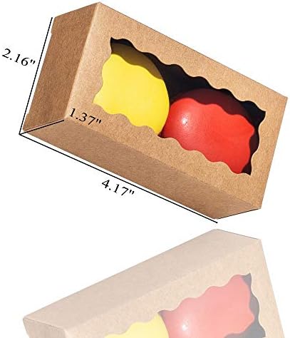 JCXGRVC 24PCS Natural Brown Kraft Macaron Boxes with Clear Window
