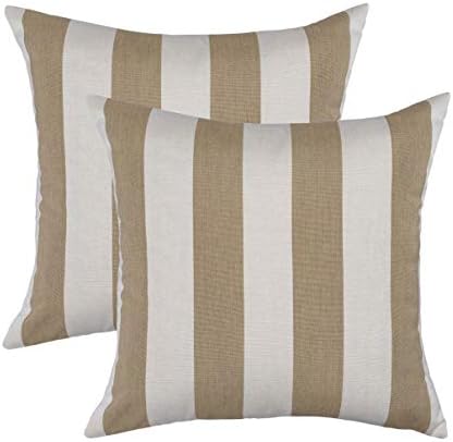 Sunbrella Maxim Heather Beige Stripe Pillow Set 20x20 Square Set of 2