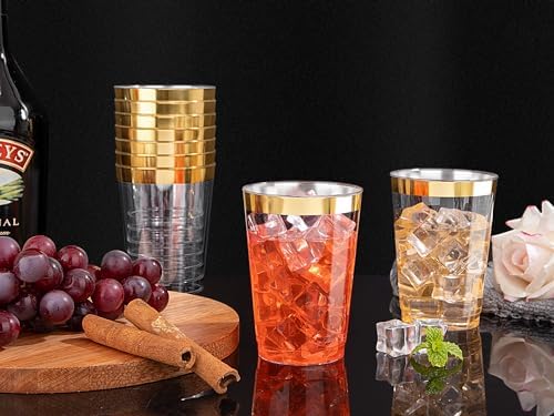 Nervure 120PCS Gold Rim Plastic Cups 12oz