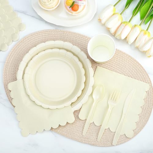 175 Pcs Ivory Plates and Napkins Set