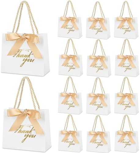 Mauproy 20 Pack Small Thank You Gift Bags with Handles and Ribbons