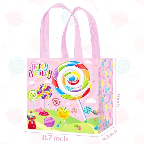 Umoni Candyland Party Goodie Bags 12Pcs Lollipop Treat Tote Bags With Handles