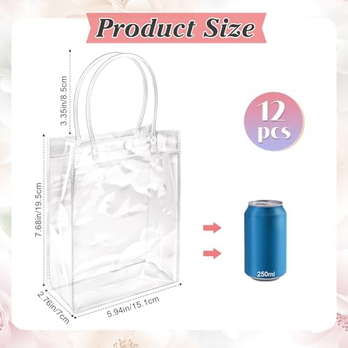 WhizToys 12PCS Clear Gift Bags With Handles