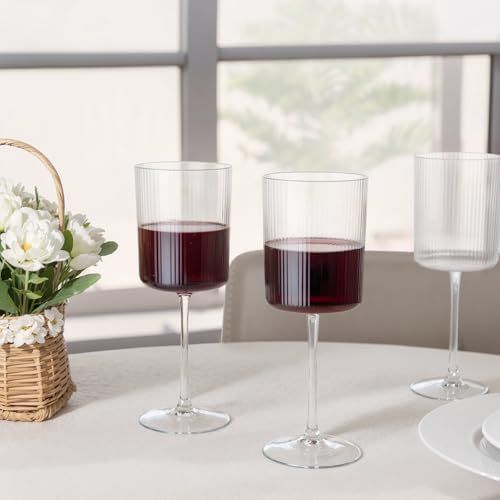 Ciaell 12PCS Plastic Ribbed Wine Glasses with Stem
