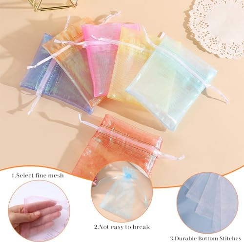 100PCS Sheer Organza Bags With Drawstring for Wedding and Party Favor