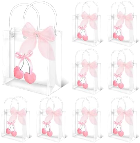 FYSUIMU 12 Pcs Pink Bow Party Favor Bags with Handles