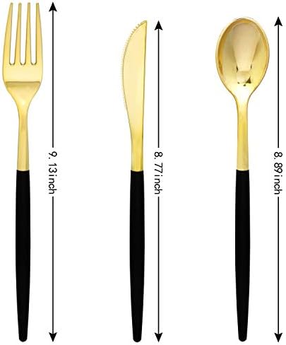 Supernal 102pcs Gold Plastic Cutlery Set