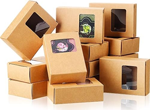 Spakon 30 Pcs Mini Kraft Soap Boxes with Window