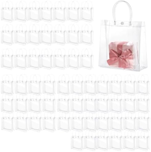 60 Pcs Clear Plastic Gift Bags with Handles
