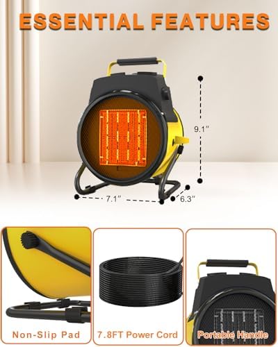 DECOKTOOL 1500W Electric Space Heater with 3 Modes and Overheat Protection