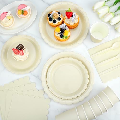 175 Pcs Ivory Plates and Napkins Set