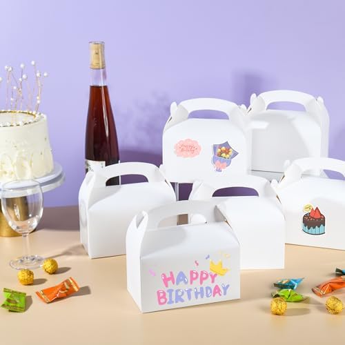 DjinnGlory 36 Pack White Treat Boxes with Handle