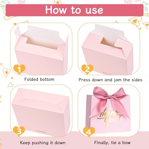 DECHISY 50Pack Mini Pink Gift Bags with Ribbons