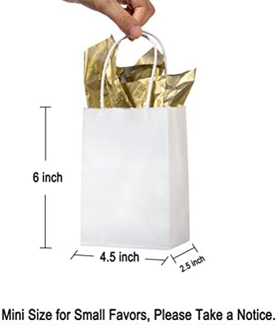AWELL Mini White Paper Gift Bags with Handle Pack of 24