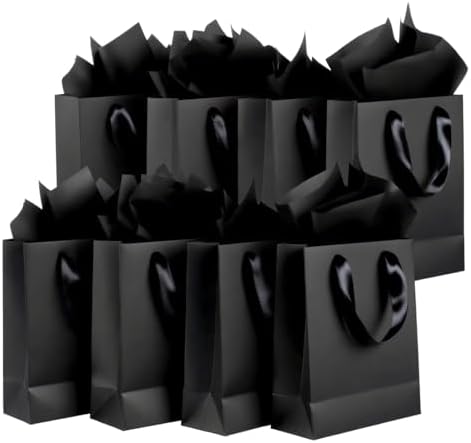 SHIPKEY 10 Pack Small Black Gift Bags