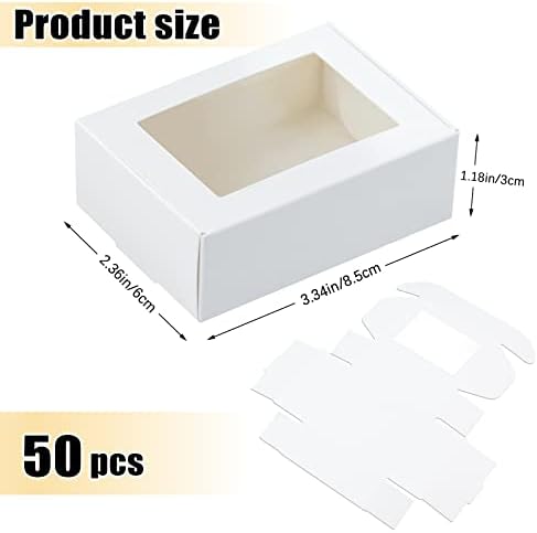 BadenBach 50 Pack Mini Rectangle Kraft Paper Boxes with Clear Windows