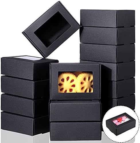 Zonon 30 Pcs Mini Kraft Soap Boxes with Window Black