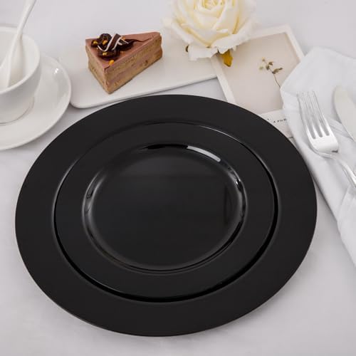 FLOWERCAT 60PCS Heavy Duty Black Disposable Plates