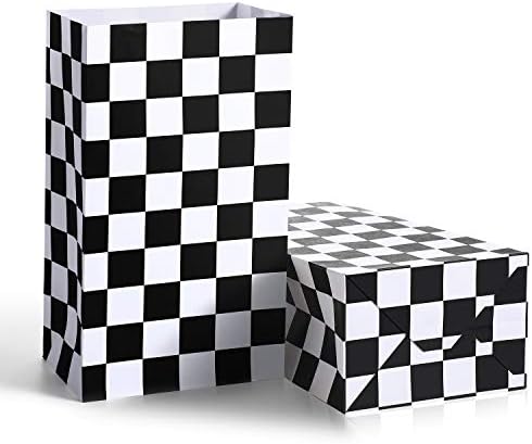 28 Pack Checkered Racing Treat Bags for Birthday Parties