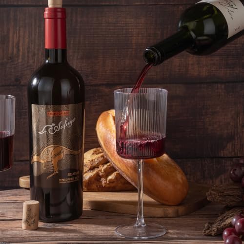 Ciaell 12PCS Plastic Ribbed Wine Glasses with Stem