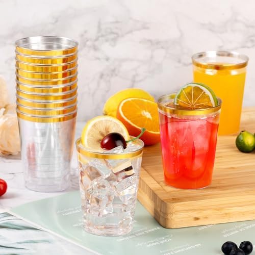 Goodluck 200PCS 14oz Gold Plastic Cups for Parties