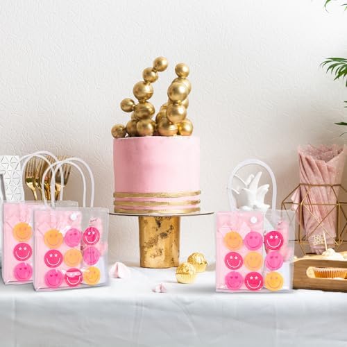 Whaline Preppy Smile Clear PVC Gift Bags with Handles 12Pcs