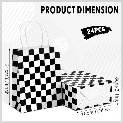 Gersoniel 24 Checkered Race Treat Bags with Handle
