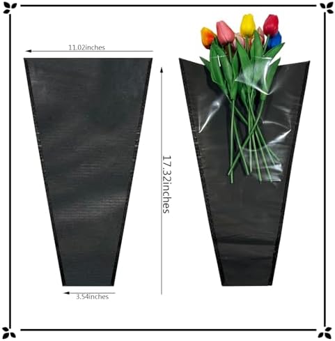 Flower Wrapping Bags Clear 11x17 Inch 20 Pcs for Bouquets