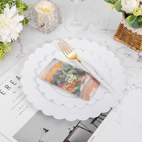 Supernal 100pcs White Plastic Plates for Birthday Wedding Parties
