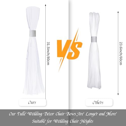 26 Piece White Pew Bows Set with Silver Rhinestone Decorations