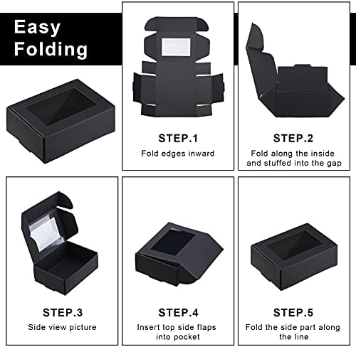 Zonon 30 Pcs Mini Kraft Soap Boxes with Window Black