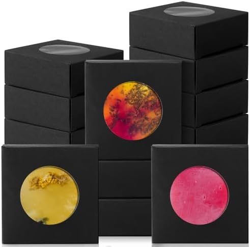 100 Pcs Black Soap Boxes with Window Gift Wrappers
