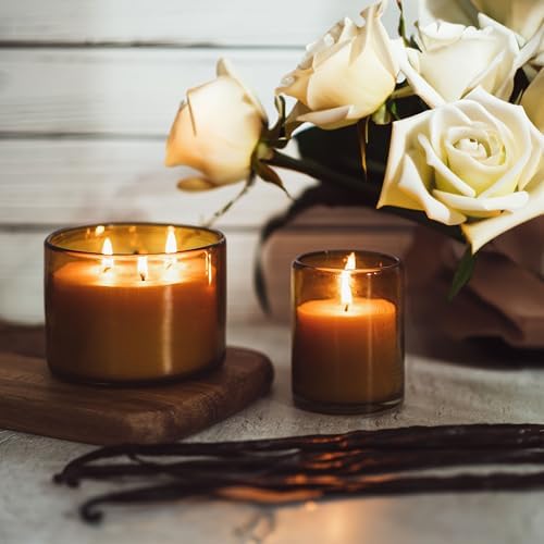 Vanilla Essential Oil Beeswax Candle in Blown Glass Vessel