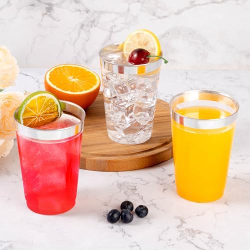 Goodluck 200PCS 14oz Silver Plastic Cups for Parties