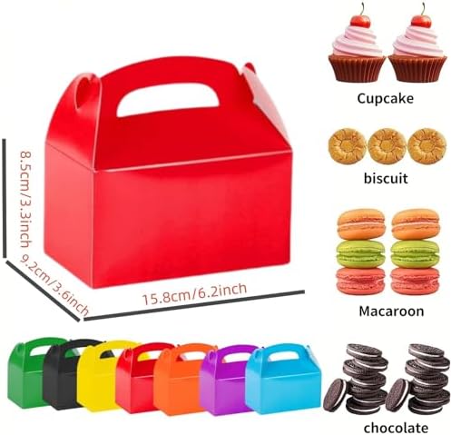 CHNLML 12 Pack Treat Boxes with Handles Red