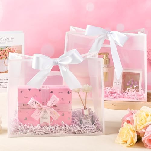 Ohuimrt 12 Pack Clear Plastic Gift Bags with Handles