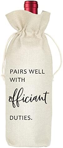 Socive Wedding Wine Bag - Burlap Drawstring Gift Holder